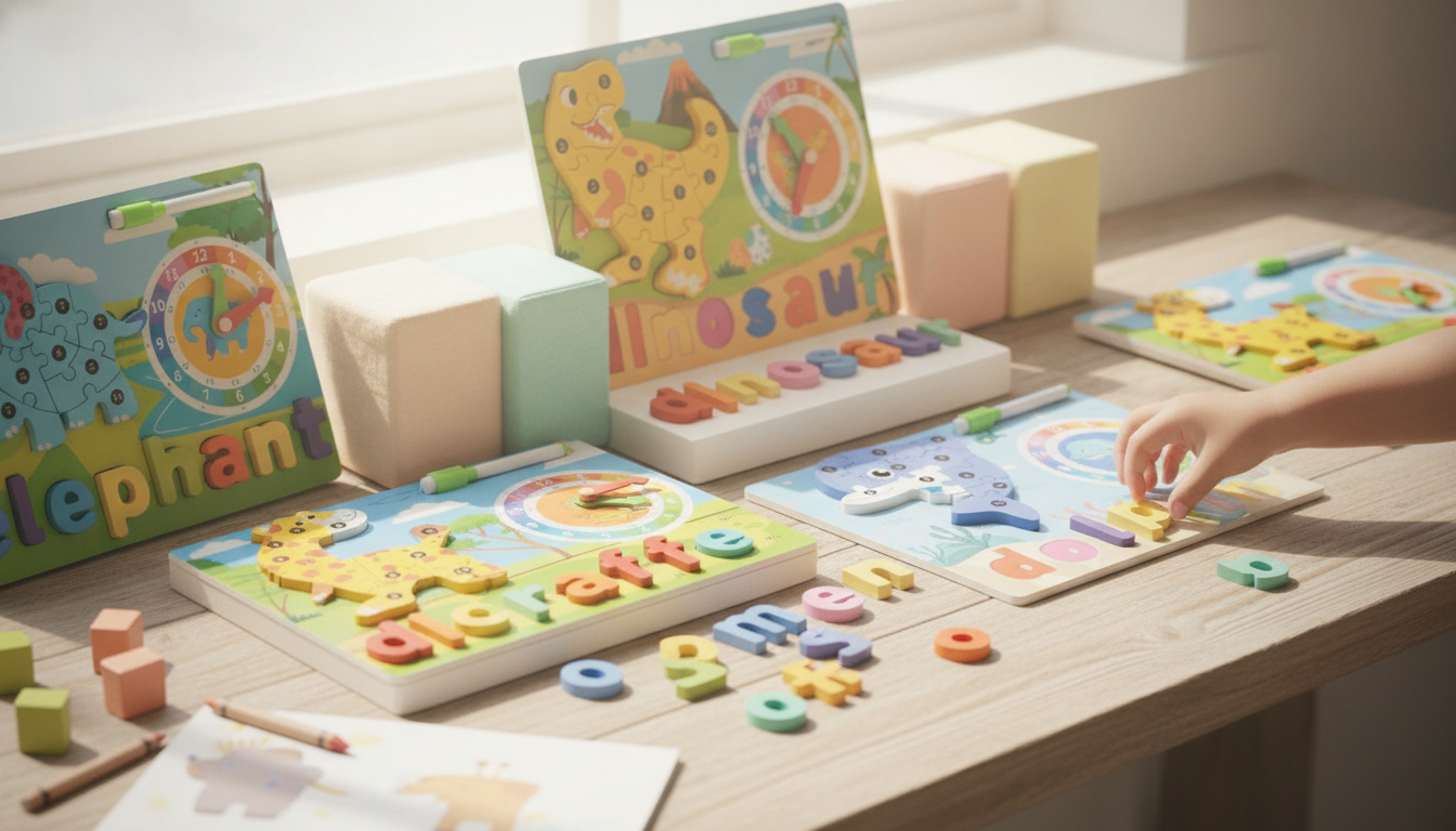 Montessori Animal Puzzle Board: Trace, Match & Spell